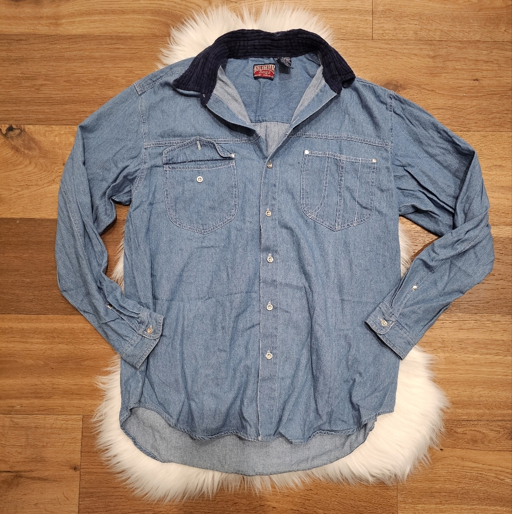 Vintage Blue Denim Button-Up Shirt